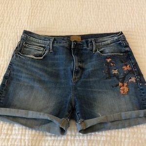Driftwood embroidered denim shorts